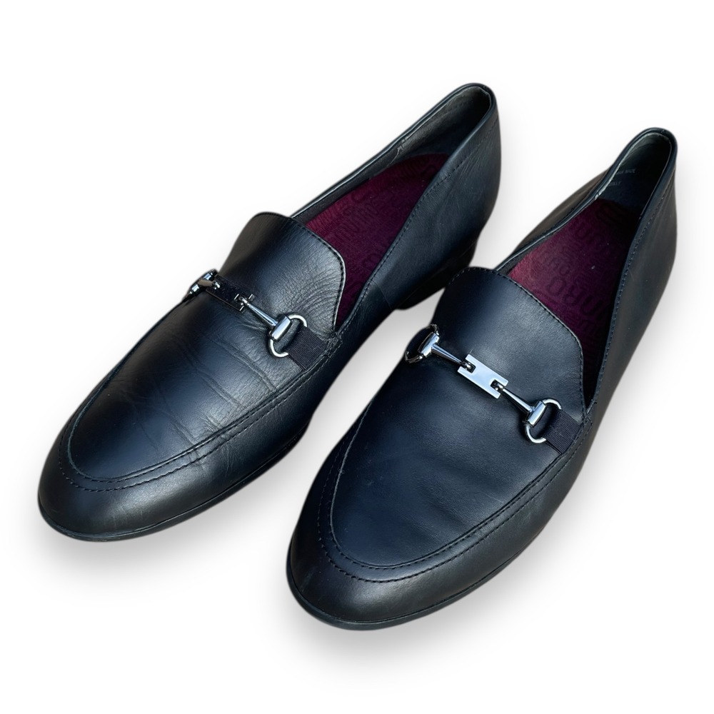 Munro American Black Leather Horsebit Loafers Harrison II Women's Size 9N